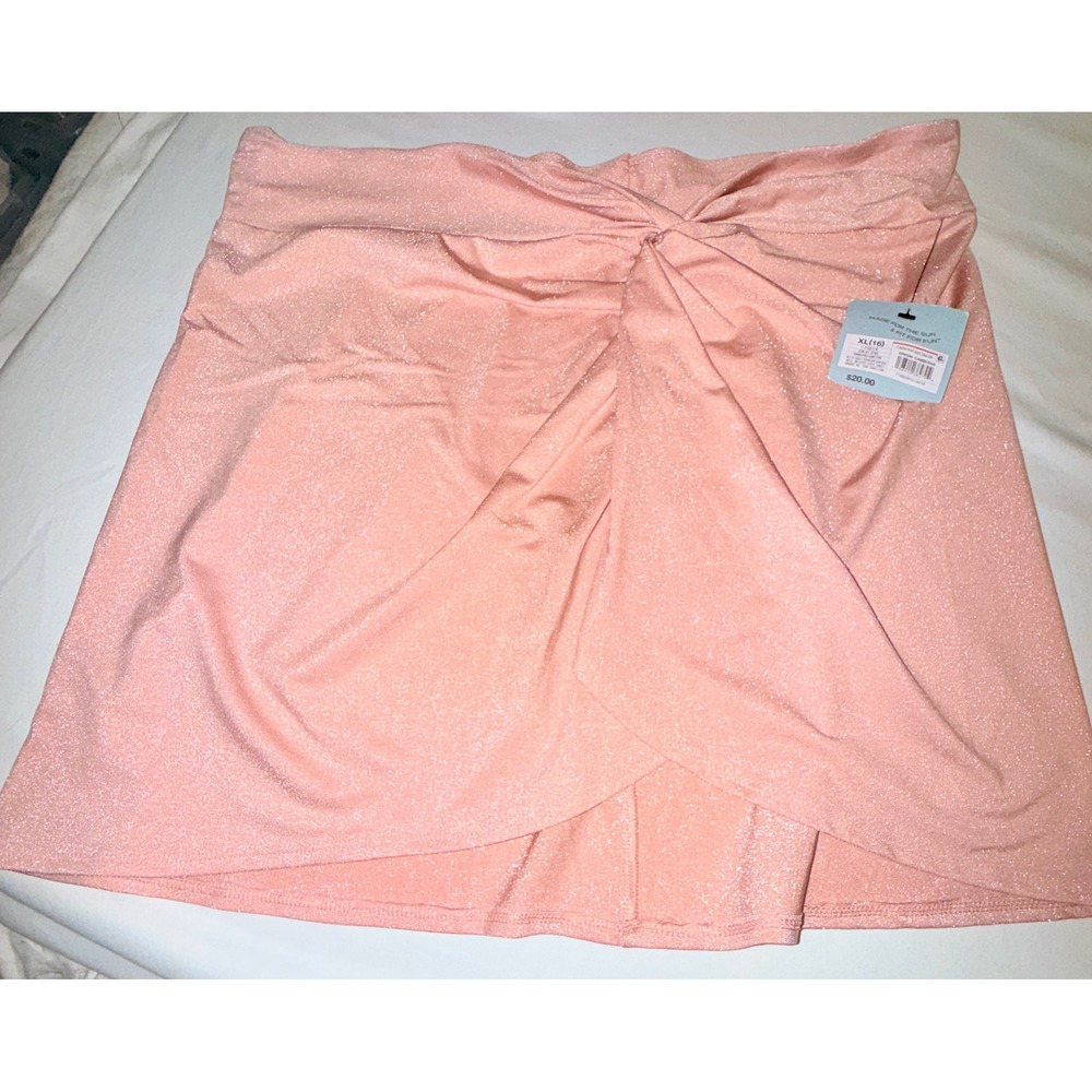 Shade & Shore Swim Cover Up Skirt‎ Womens XL Pink NWT Twist Shimmer Metallic